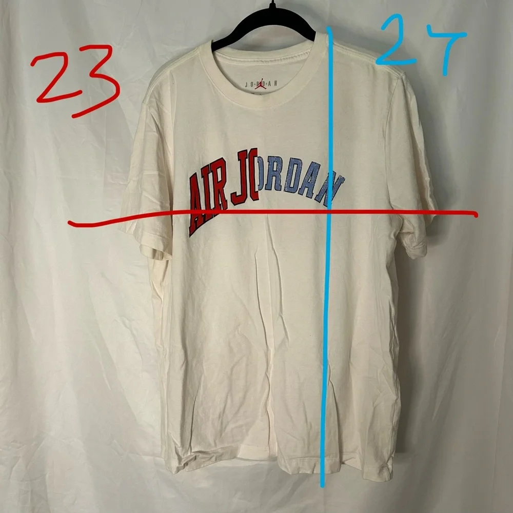 Jordan Shirt Air Jordan UNC Blue And Chicago Red Short Sleeve White Top Men’s L